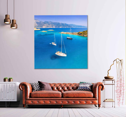 Square Canvas Yachts & Boats on The Sea High Quality Print 100% Australian Made