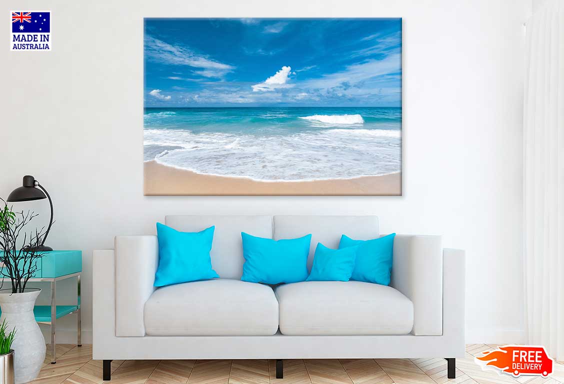 Sandy Sea Waves & Blue Sky Photograph Print 100% Australian Made