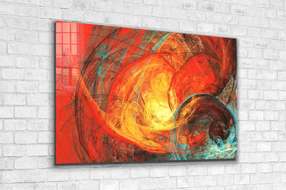 Red Orange Abstract Print Tempered Glass Wall Art 100% Made in Australia Ready to Hang