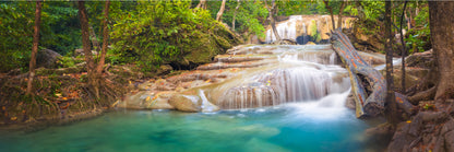 Panoramic Canvas Erawan National Park Waterfall High Quality 100% Australian Made Wall Canvas Print Ready to Hang