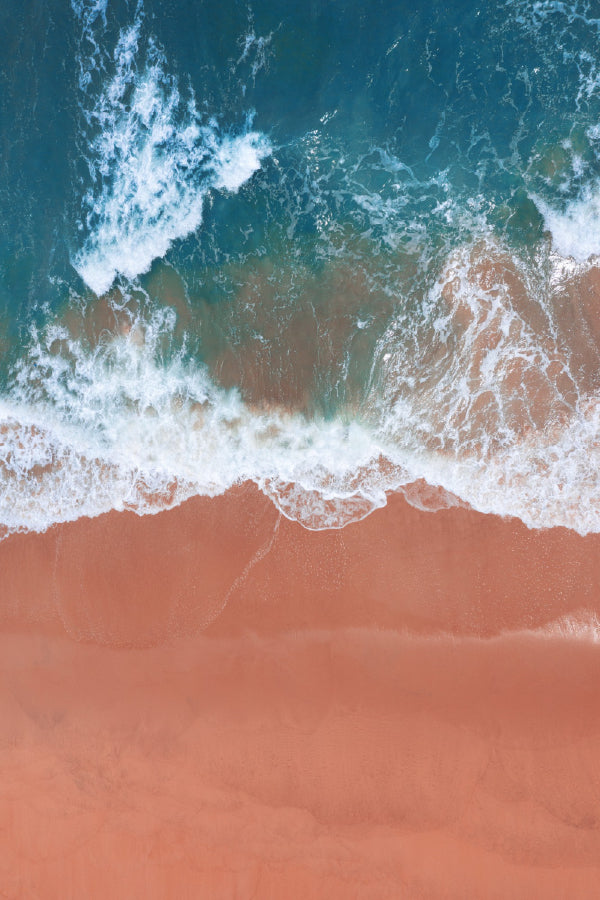 Pink Beach & Blue Waves Aerial View Photograph Print 100% Australian Made