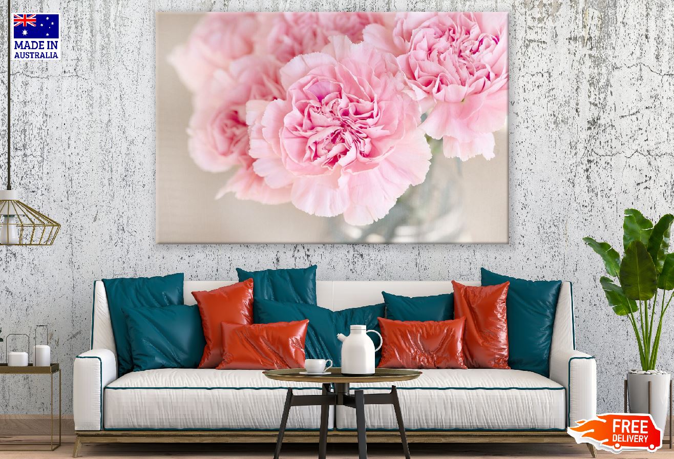 Pink Carnation Flowers Closeup Photograph Print 100% Australian Made
