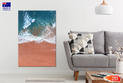 Pink Beach & Blue Waves Aerial View Photograph Print 100% Australian Made