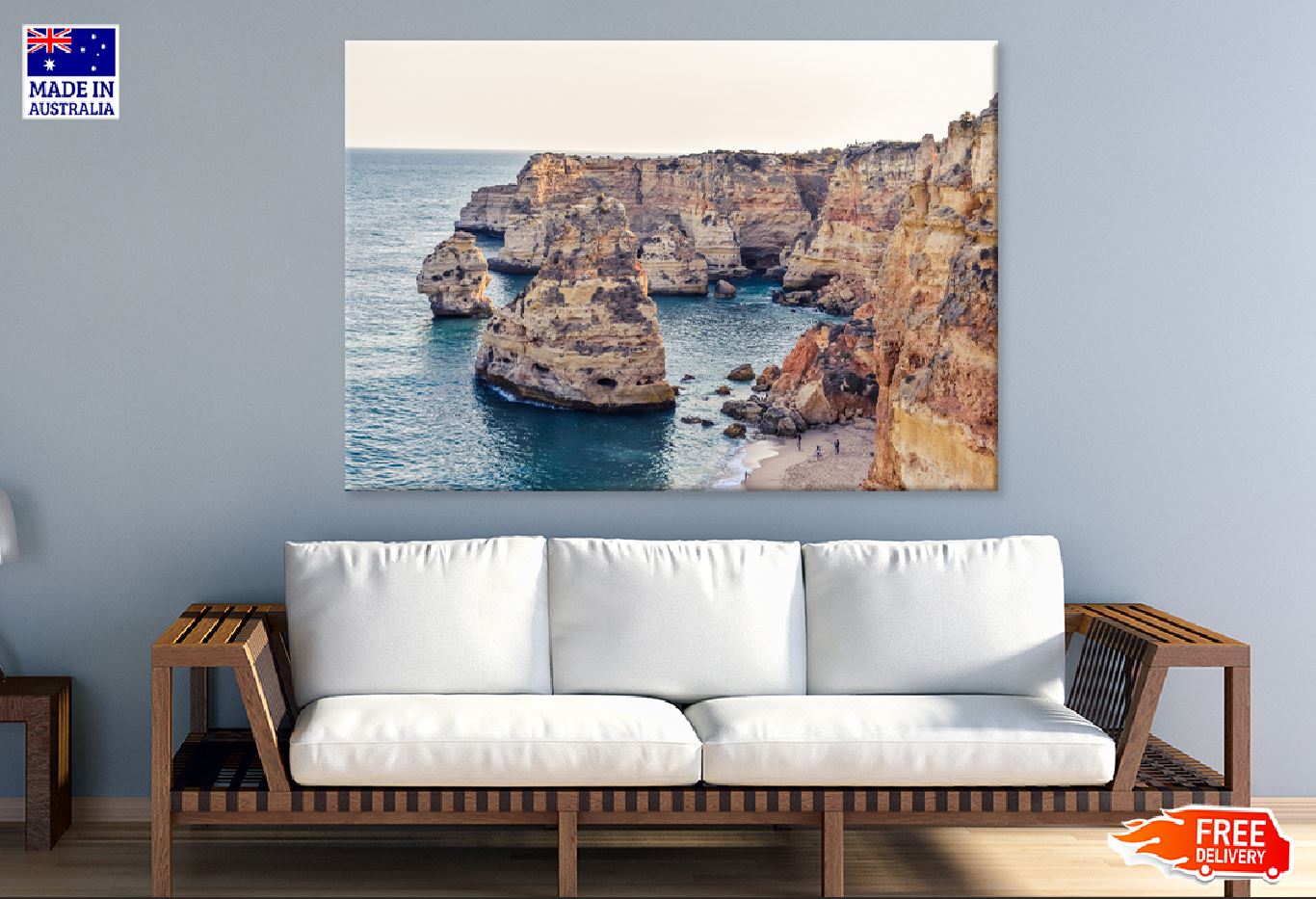 Cliffs on Marinha Beach Scenery View Photograph Print 100% Australian Made