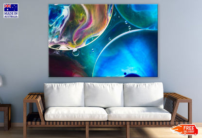 Blue Color Circle Digital Abstract Design Print 100% Australian Made