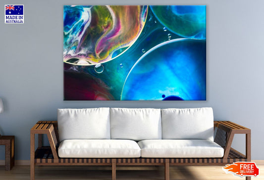 Blue Color Circle Digital Abstract Design Print 100% Australian Made
