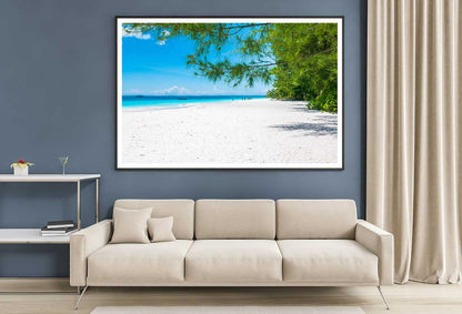 Summer Sandy Sea & Blue Sky View Photograph Home Decor Premium Quality Poster Print Choose Your Sizes