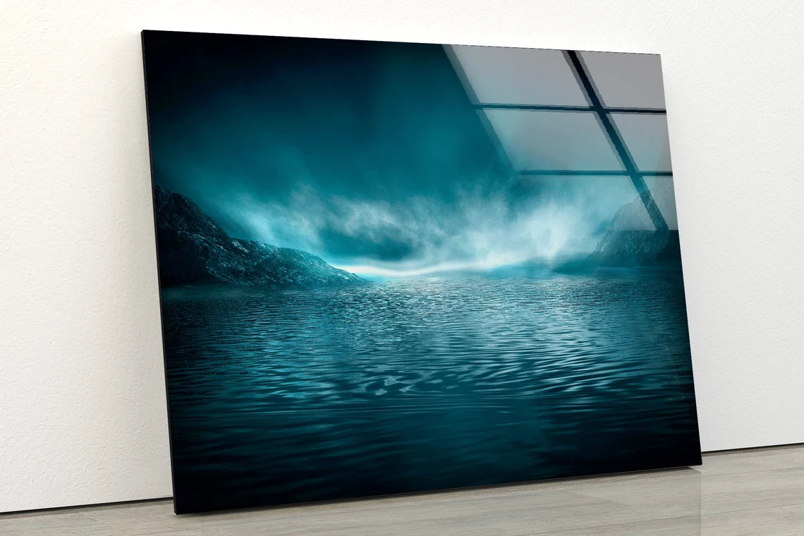 Sea Misty Mountain Scenery Photograph Acrylic Glass Print Tempered Glass Wall Art 100% Made in Australia Ready to Hang