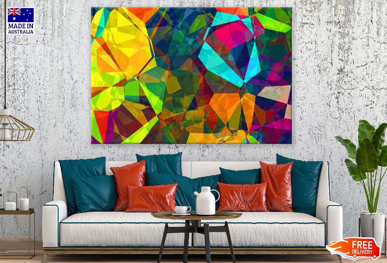 Colorful Geometric Triangles Abstract Design Print 100% Australian Made