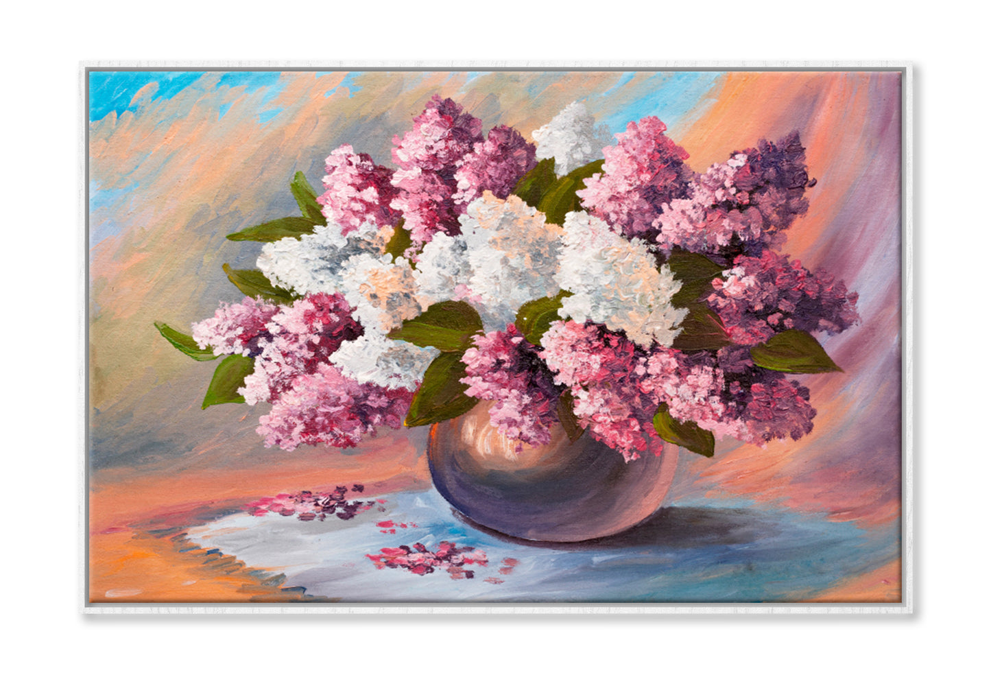 Bouquet Of Lilac Oil Painting Wall Art Limited Edition High Quality Print Canvas Box Framed White