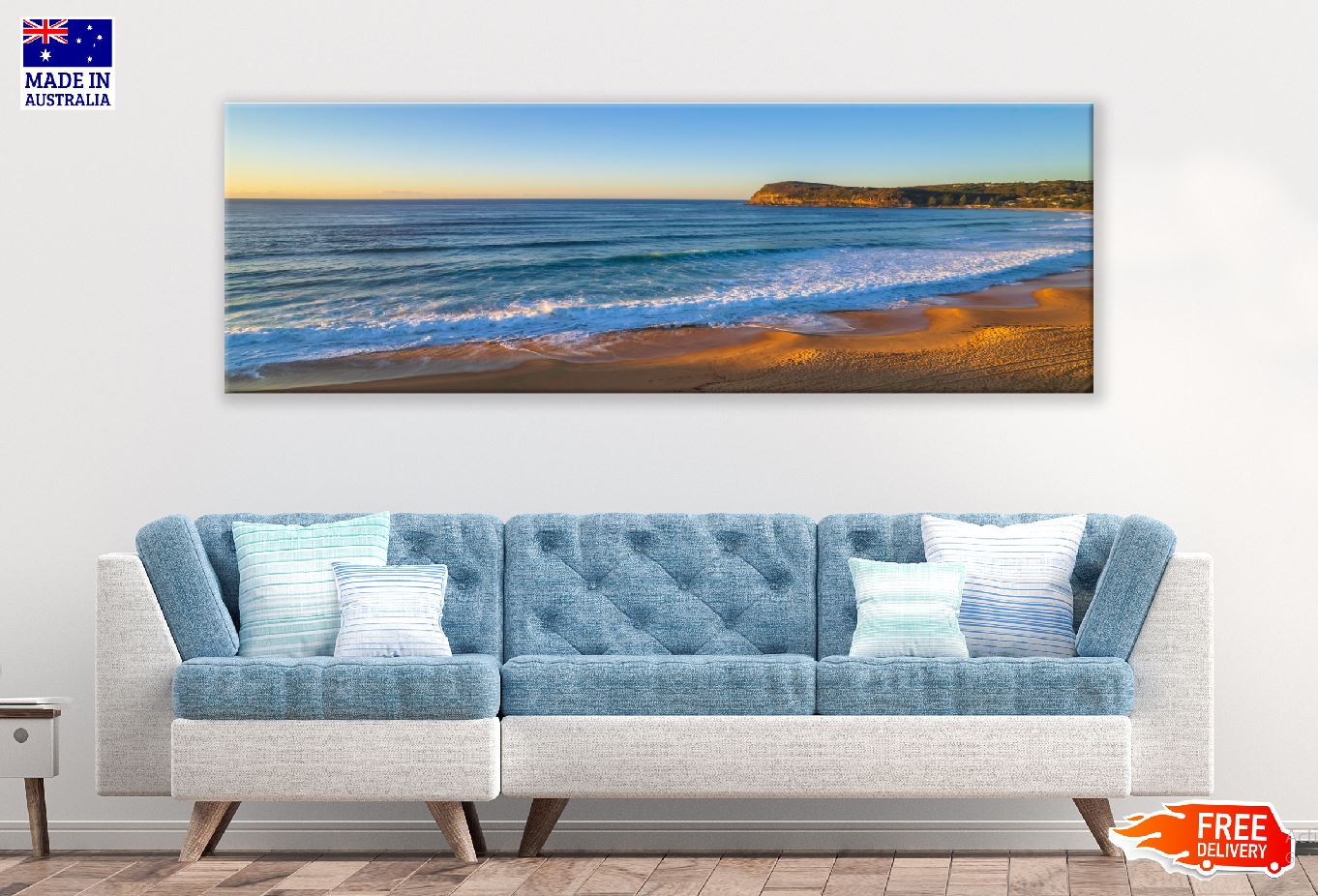 Panoramic Canvas Central Coast Beach View Photograph High Quality 100% Australian Made Wall Canvas Print Ready to Hang