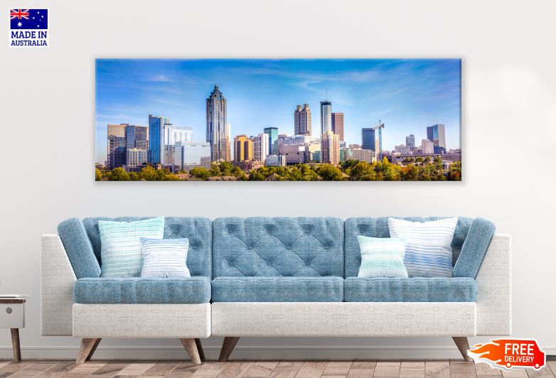 Panoramic Canvas City View High Quality 100% Australian made wall Canvas Print ready to hang