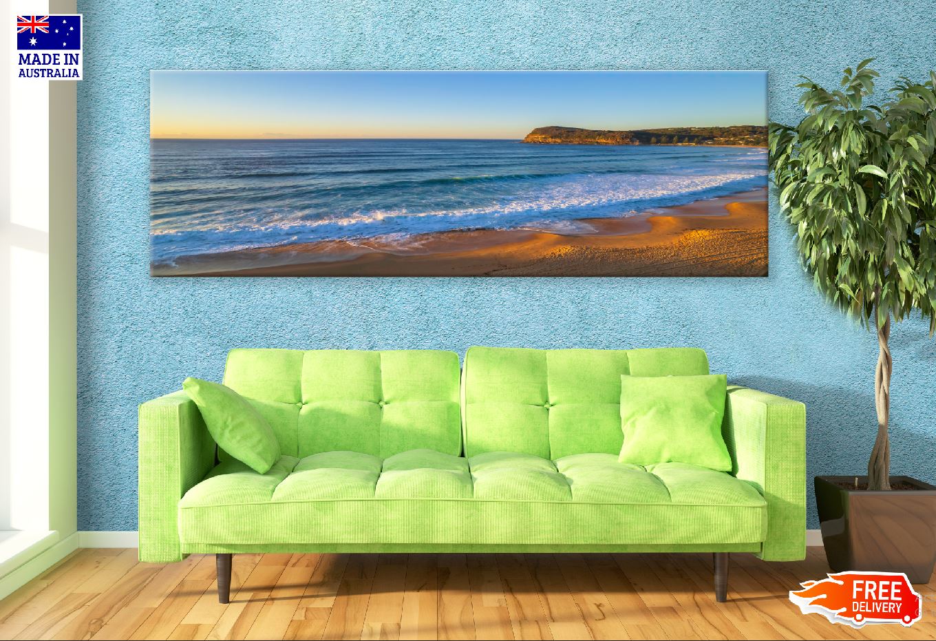Panoramic Canvas Central Coast Beach View Photograph High Quality 100% Australian Made Wall Canvas Print Ready to Hang