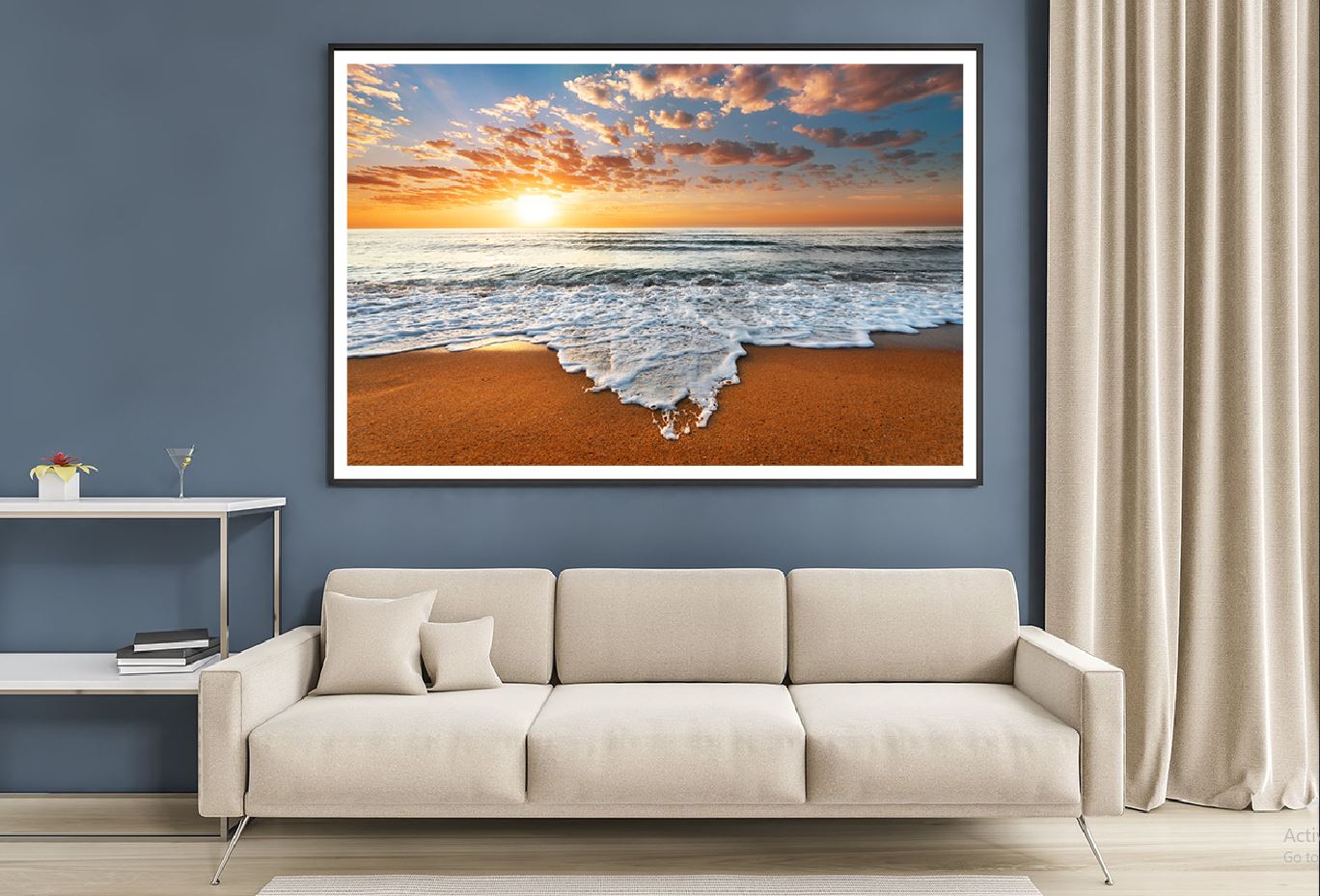 Sea Waves on Sand Sunset Scenery Photograph Home Decor Premium Quality Poster Print Choose Your Sizes