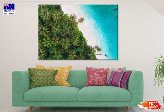 Palm Trees on Sandy Sea Aerial View Photograph Print 100% Australian Made