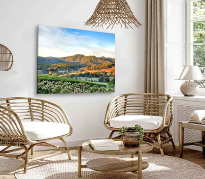 Bella Home Autumn Vineyard Hills & Flowers Print Canvas Ready to hang
