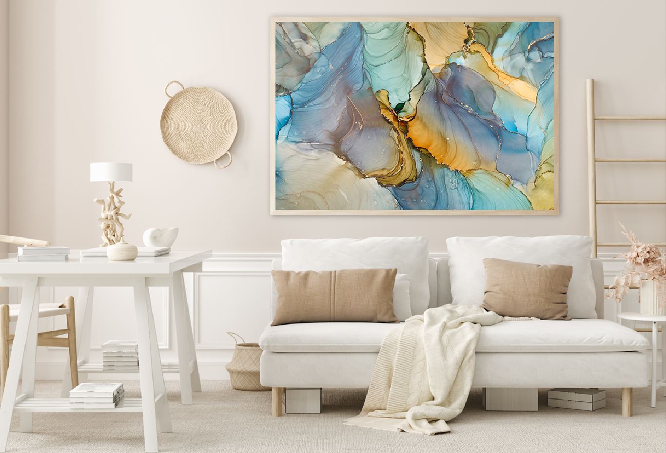 Blue Green & Gold Abstract Design Home Decor Premium Quality Poster Print Choose Your Sizes