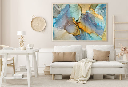 Blue Green & Gold Abstract Design Home Decor Premium Quality Poster Print Choose Your Sizes
