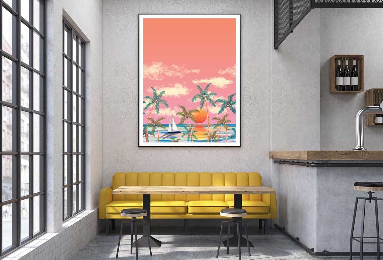 Miami Beach Digital Illustration Home Decor Premium Quality Poster Print Choose Your Sizes