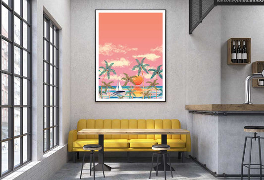 Miami Beach Digital Illustration Home Decor Premium Quality Poster Print Choose Your Sizes