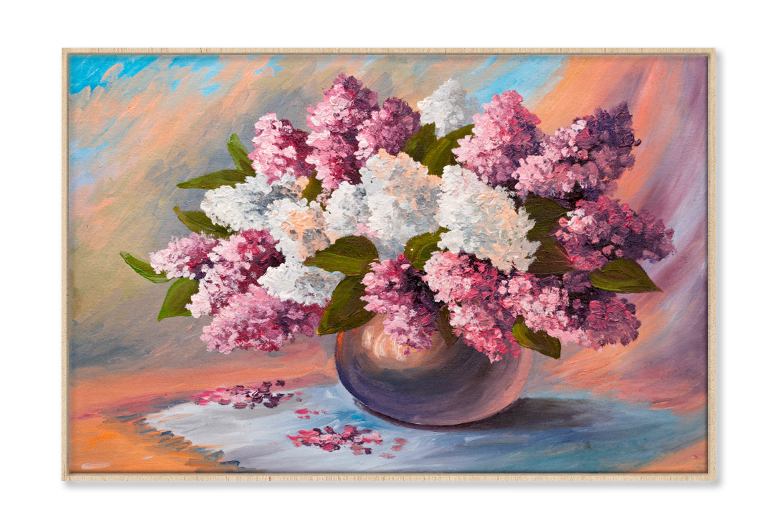 Bouquet Of Lilac Oil Painting Wall Art Limited Edition High Quality Print Canvas Box Framed Natural