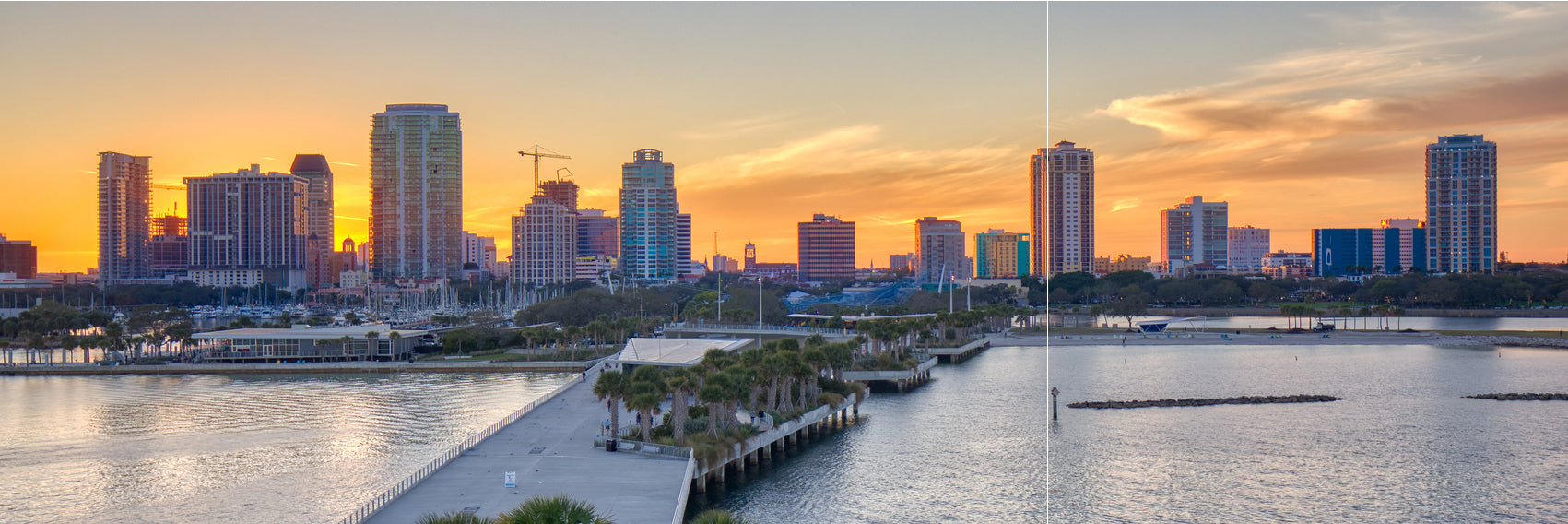 Panoramic Canvas Miami City Sea View High Quality 100% Australian Made Wall Canvas Print Ready to Hang