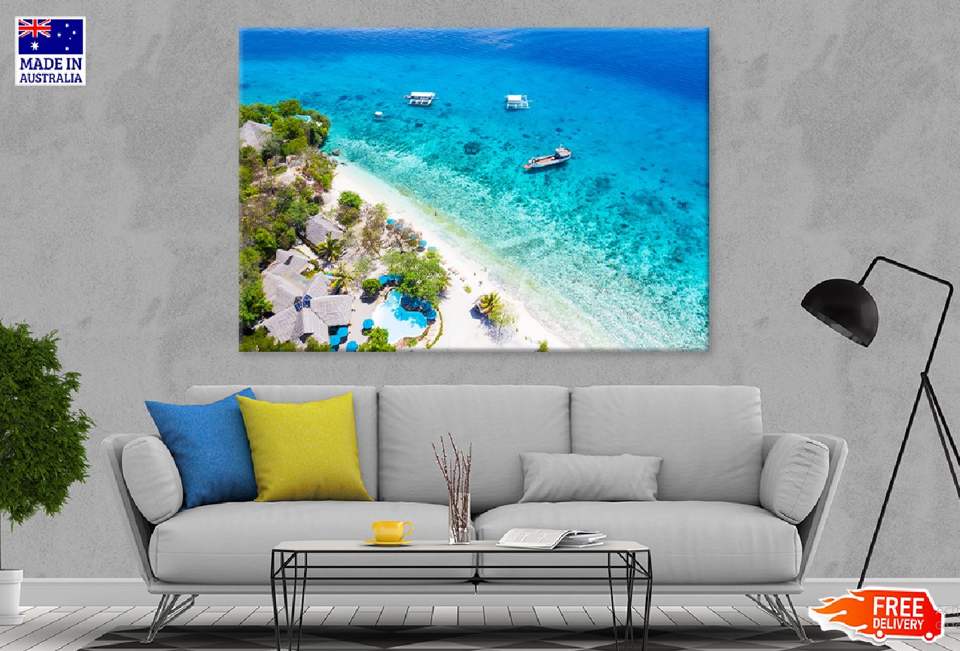 SuSumilon Island Beach Aerial View Photograph Print 100% Australian Made