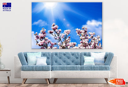 Magnolia Flowers & Blue Sky Digital Art Print 100% Australian Made