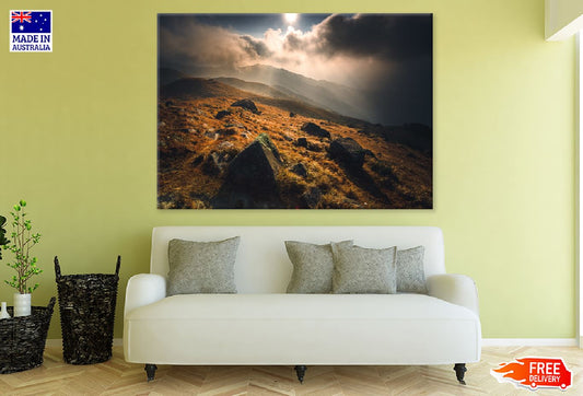 Mountain with Stones Sunrise View Photograph Print 100% Australian Made