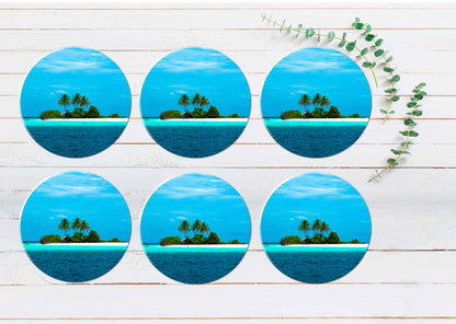 Maldivian Small Desert Islands Coasters Wood & Rubber - Set of 6 Coasters