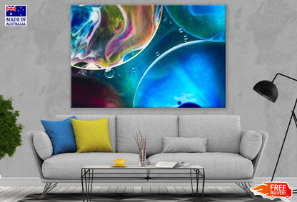 Blue Color Circle Digital Abstract Design Print 100% Australian Made