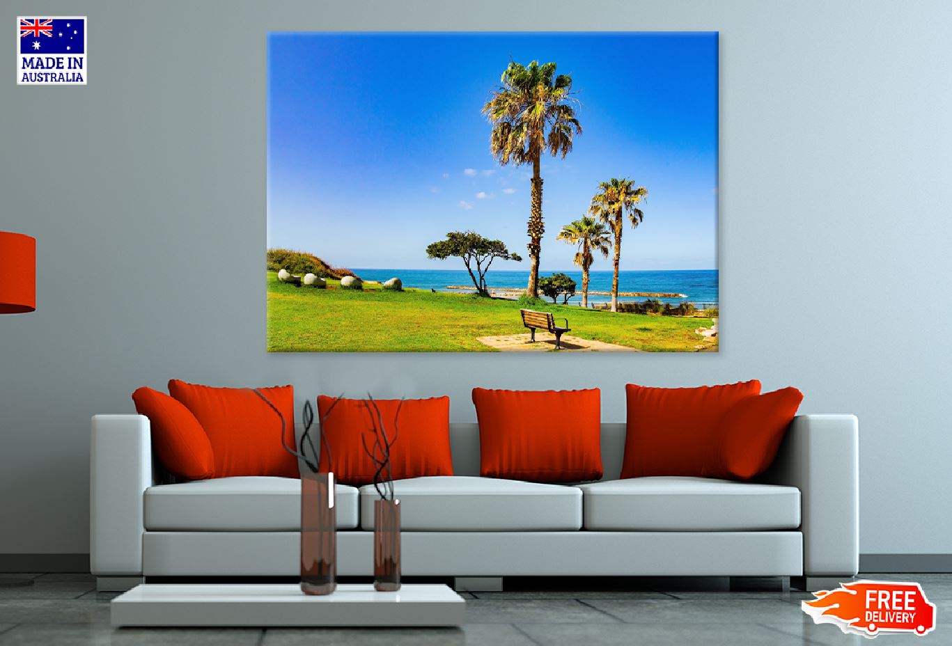 Tall Palms Trees on Green Lawns Photograph Print 100% Australian Made