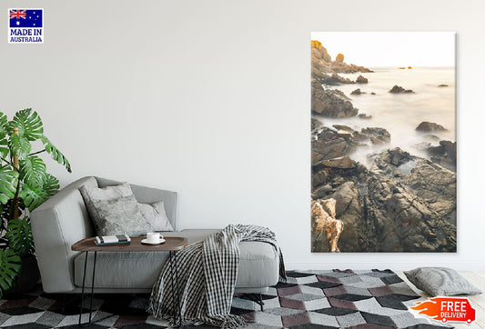 Rocks on Ocean Vapour View Photograph Spain Print 100% Australian Made