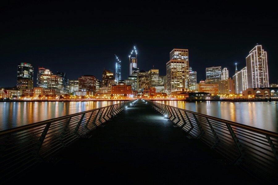 San Francisco from Pier Night View Photograph Print 100% Australian Made