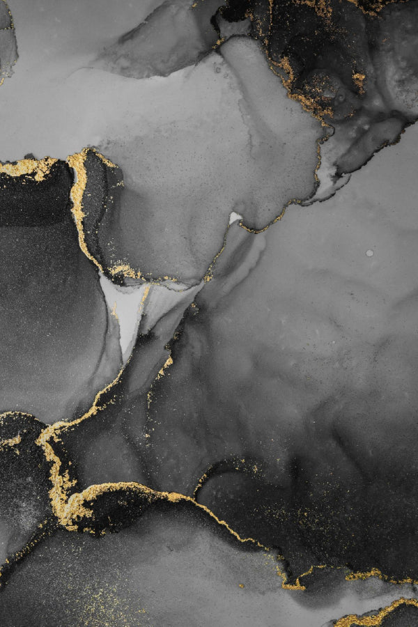 Black & Gold Marble Ink Abstract Design Print 100% Australian Made