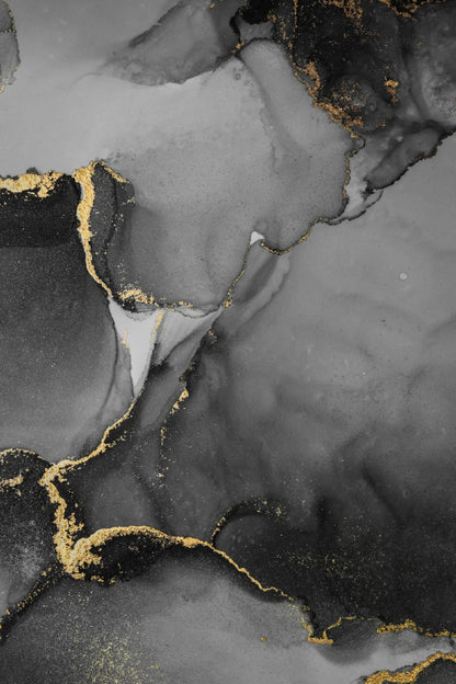 Black & Gold Marble Ink Abstract Design Print 100% Australian Made