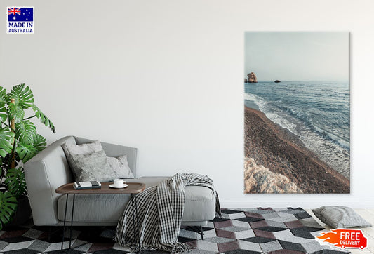 Mediterranean Sandy Sea Coast View Photograph Print 100% Australian Made