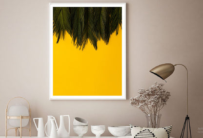 Green Palm Leaves on Yellow Board Photograph Home Decor Premium Quality Poster Print Choose Your Sizes