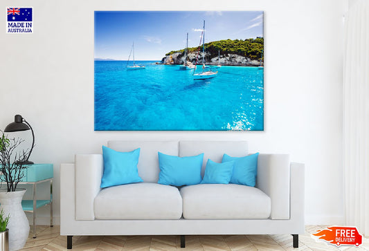 Sailing Boats on Greece Sea View Photograph Print 100% Australian Made