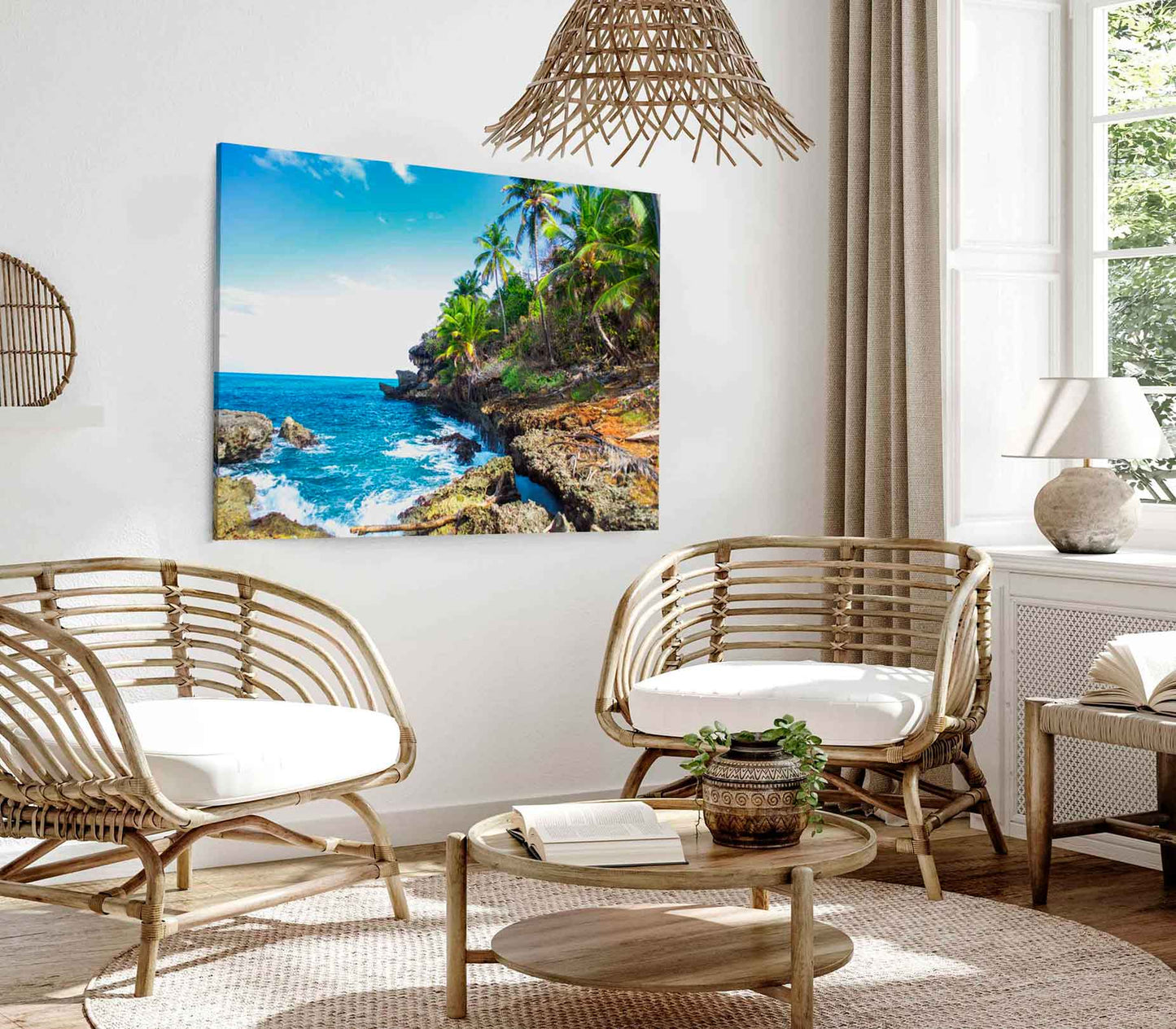 Bella Home Palm Trees & Sea Landscape View Print Canvas Ready to hang