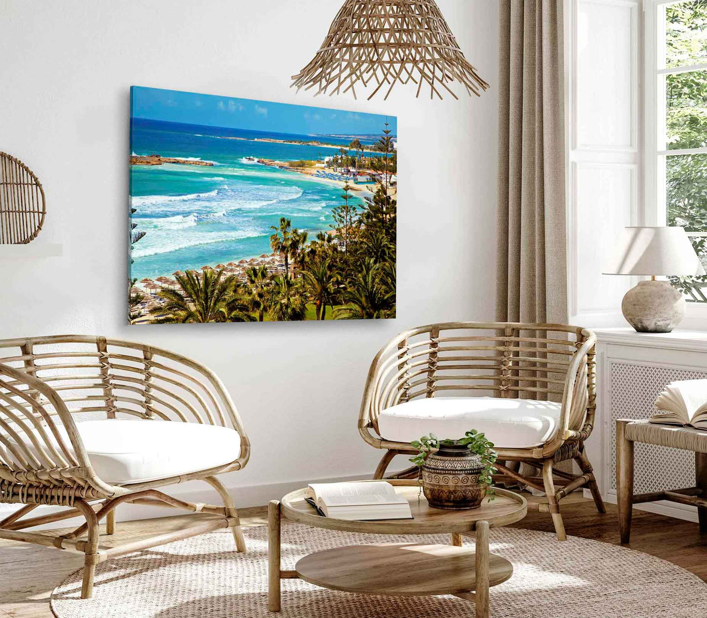 Bella Home Mediterranean Turquoise Sea View Print Canvas Ready to hang