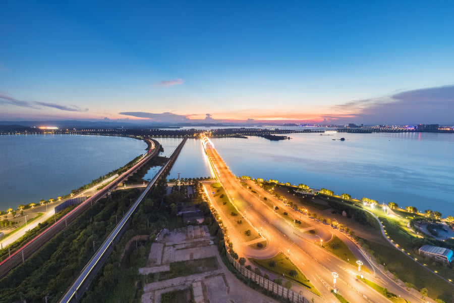 Road Bridge Railway Jiujiang City View Photograph Home Decor Premium Quality Poster Print Choose Your Sizes