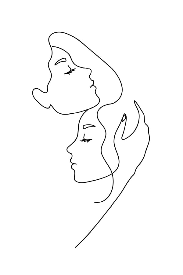 Woman Faces B&W Line Art Design Print 100% Australian Made