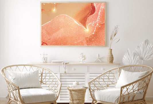 Peach Pink & Gold Marble Abstract Design Home Decor Premium Quality Poster Print Choose Your Sizes