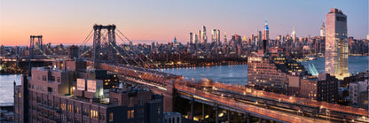 Panoramic Canvas Williamsburg Bridge in Brooklyn with Midtown Manhattan Skyline High Quality 100% Australian made wall Canvas Print ready to hang