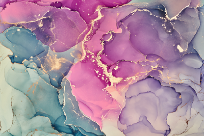 Pink Purple Blue & Gold Abstract Design Print 100% Australian Made