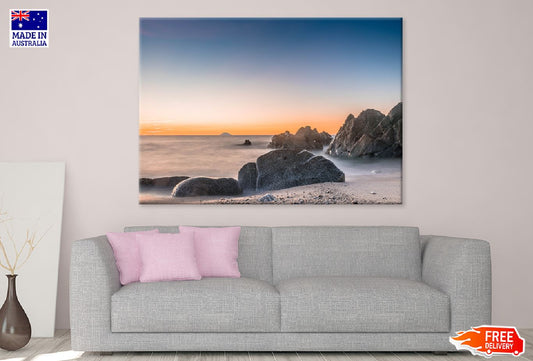 Rocks on Seashore Sunset View Photograph Print 100% Australian Made