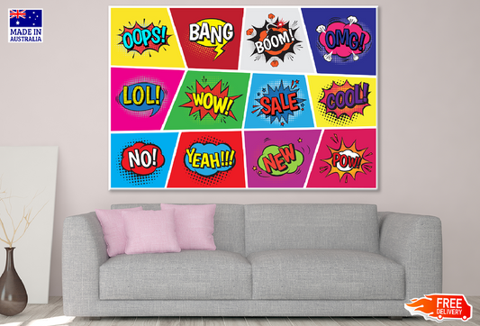 OOPS BANG BOOM OMG LOL Speech Bubbles Illustration Print 100% Australian Made