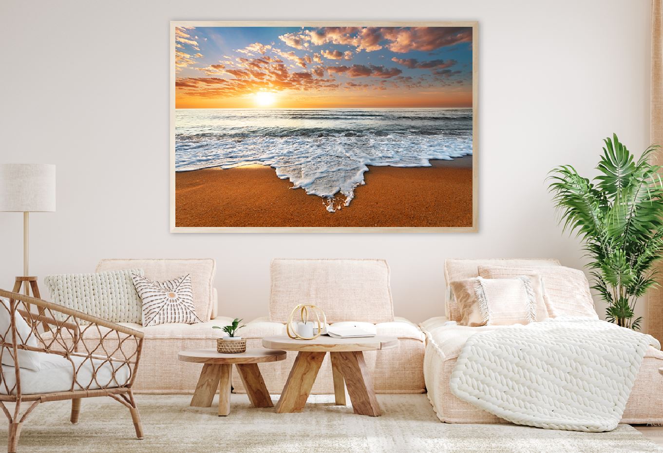 Sea Waves on Sand Sunset Scenery Photograph Home Decor Premium Quality Poster Print Choose Your Sizes
