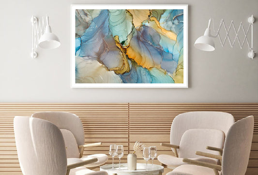 Blue Green & Gold Abstract Design Home Decor Premium Quality Poster Print Choose Your Sizes